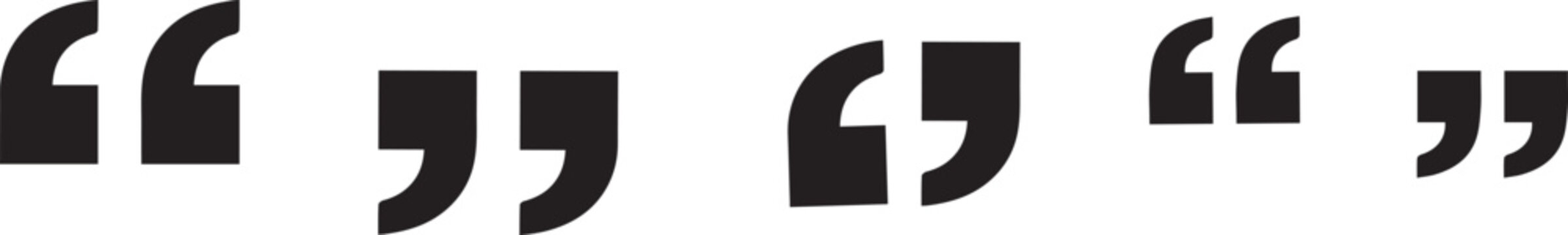 Large black quotation marks on white background for citation dialogue or referenced text in editorial content