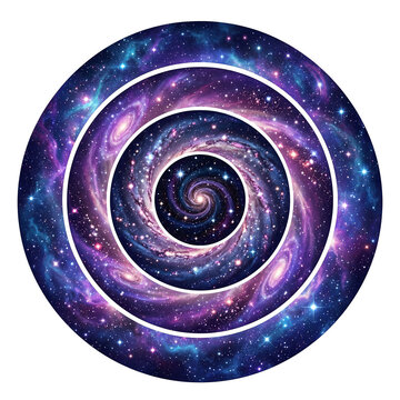 Cosmic Evil Eye Silhouette Filled with Glowing Nebula and Galaxy Stars