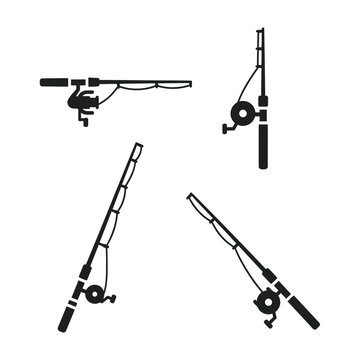 Four Fishing Rods with Reels in Different Orientations