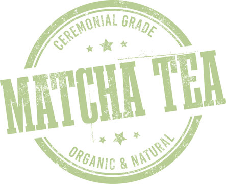 Matcha Green Tea Vector Rubber Stamp