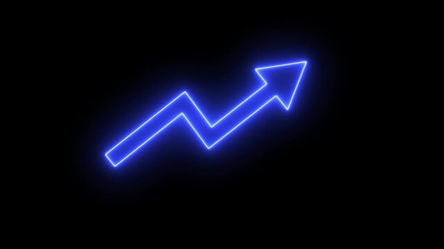 Glowing neon stock market charts on financial data view business graph up arrow rising, Successful growth trend on  transparent background. 4k animation