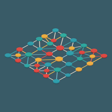 Colorful Network Connections and Nodes.