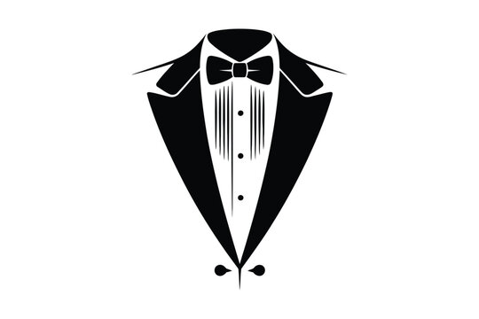 Black and white tuxedo bow tie and lapels on white background