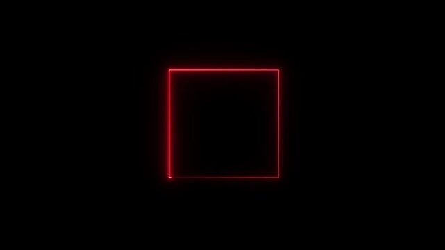 Square rectangle picture frame with two tine neon blue color motion graphic on black background-4k black background icon animation