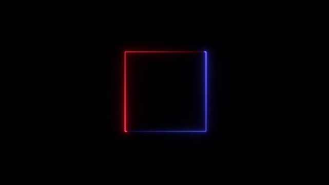 Square rectangle picture frame with two tine neon blue color motion graphic on black background-4k black background icon animation