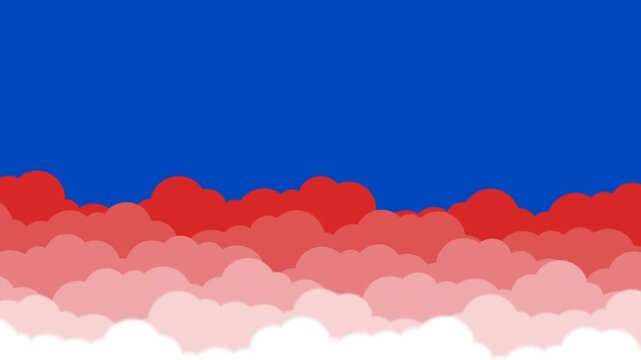 Abstract Red White Blue Clouds Sky Background Motion Graphic.