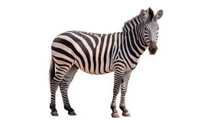 Striped zebra standing, isolated on transparent background © Aliona