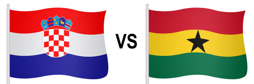 Flags of two opposing countries in a football match
