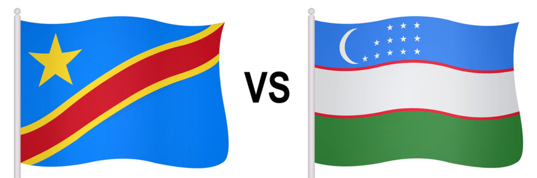 Flags of two opposing countries in a football match