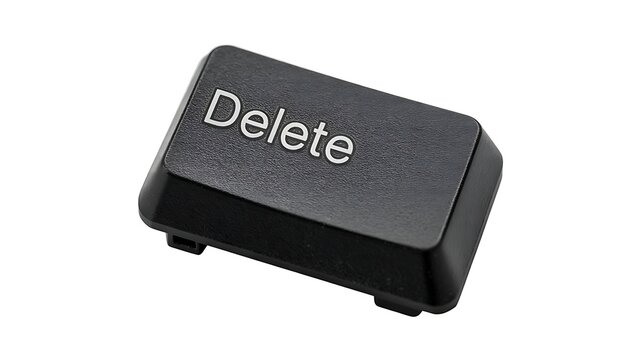 Delete keyboard key isolated on white background with digital technology concept