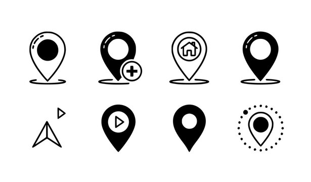 Location pin icons set navigation gps point of interest direction and mapping symbols collection