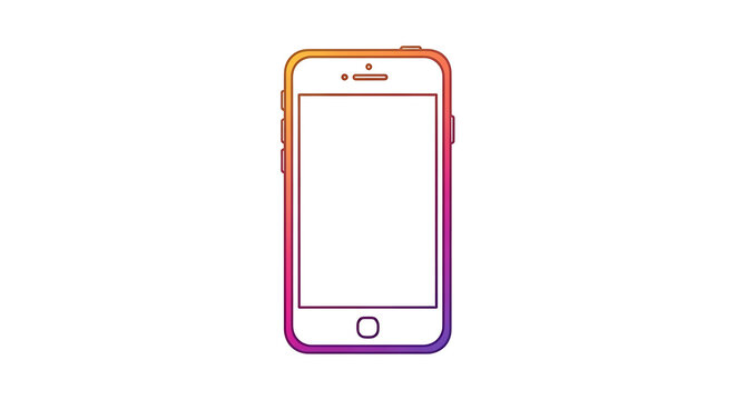 Flat of a smartphone with a blank white screen and a charging port, isolated on white background mobile