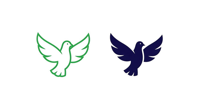 Green unicorn and purple dragon head on white background