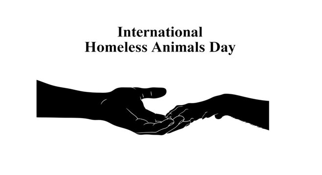 International Homeless Animals Day awareness concept with reaching hands.