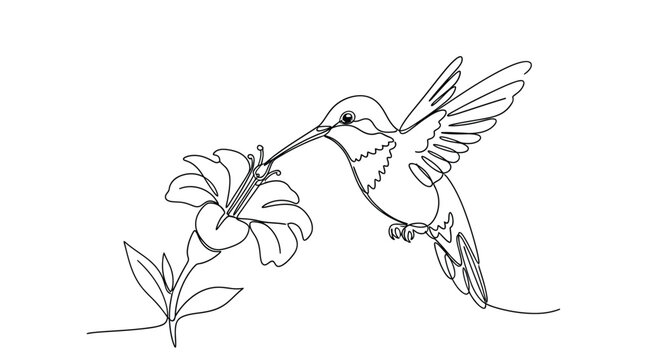 Hummingbird drinking nectar from a flower