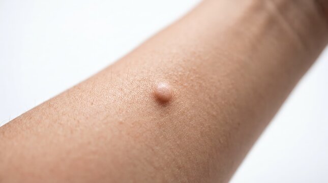 Asian Male Skin Nodule Macro View on White Background for Medical Presentation Concept