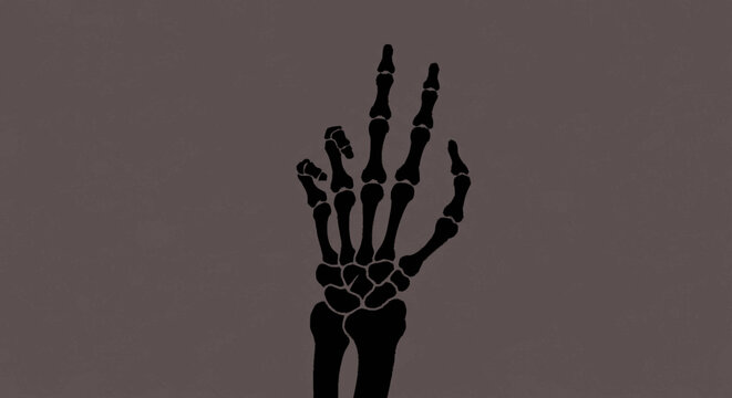 Skeleton hand silhouette showing middle finger gesture