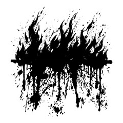 Burning fire flames with vertical paint drips and ink splatters in artistic grunge style © Wuszu