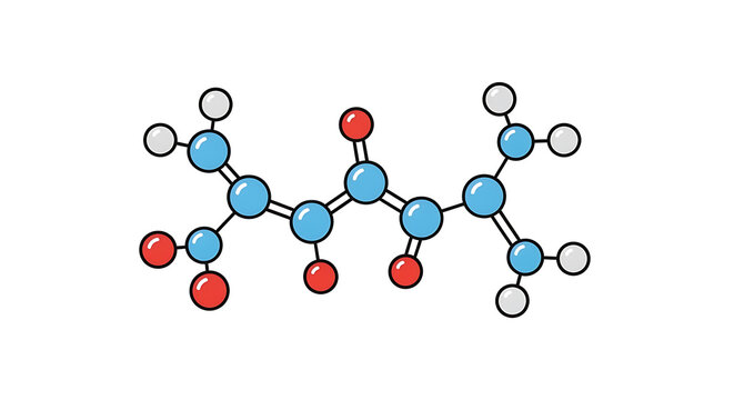 Molecular structure diagram of a complex organic compound with colored atoms and bonds molecule