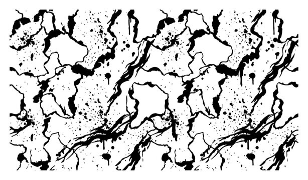 Organic liquid marble pattern with cracked textures and ink splatters in grunge style