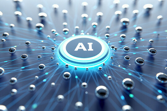 AI Neural Network Concept with Glowing Blue Circuit