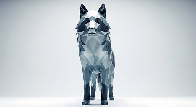 Geometric wolf illustration on white background low poly style