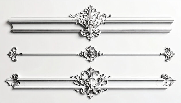 Set of Three Decorative Architectural Molding Elements.