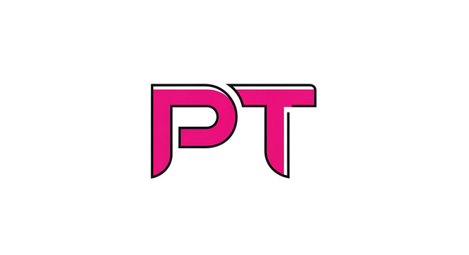 Pink stylized uppercase letters p and t on white background