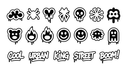 Obraz premium Black and white graffiti style and text with dripping paint effects