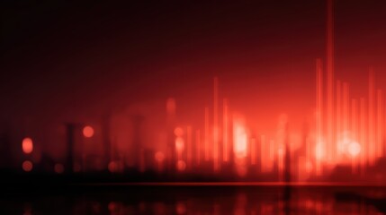 Fototapeta premium glowing red oil price graph projected over dark city skyline