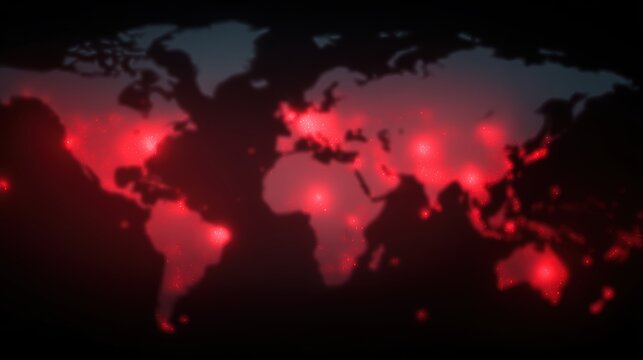glowing red warning lights across world map geopolitical tension concept
