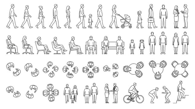 Comprehensive CAD collection of architectural figures, people, and furniture for design projects