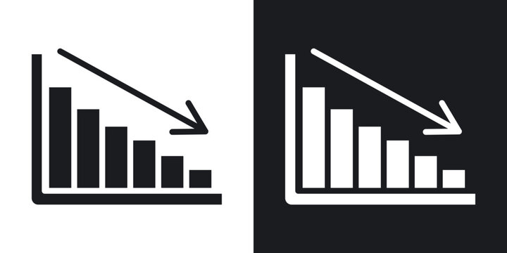 Decrease icons in solid black and white collection