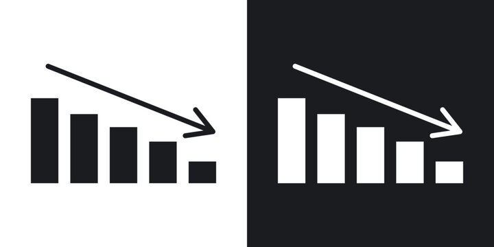 Decrease icons in solid black and white collection