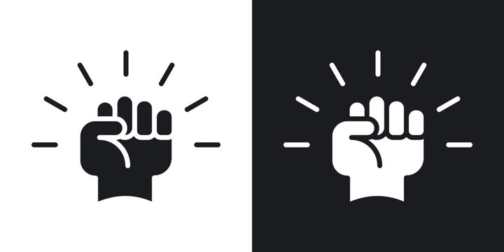 Empowerment icons in solid black and white collection