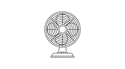 Obraz premium Detailed outline drawing of a vintage fan, a classic home appliance designed for cooling air circulation