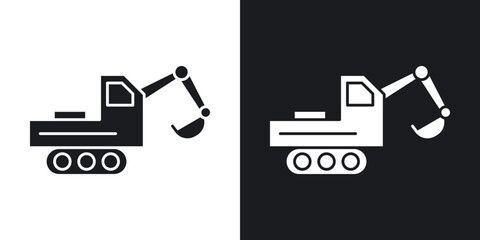 Excavator icons in solid black and white collection © chandi