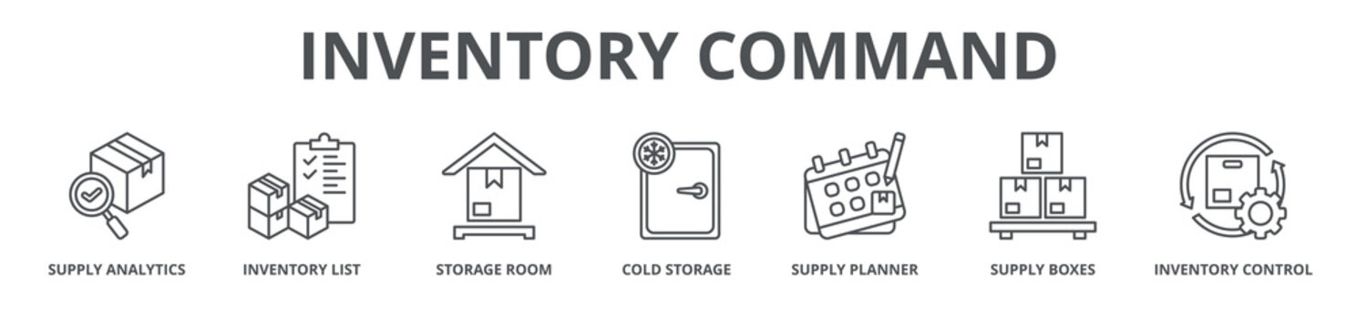 inventory command banner web icon vector illustration concept