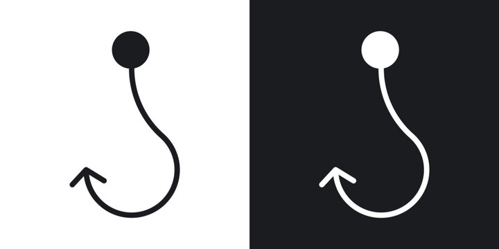 Fishing Hook icons in solid black and white collection