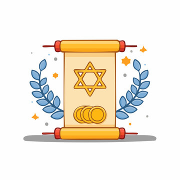 Torah Scroll with Star of David and Coins