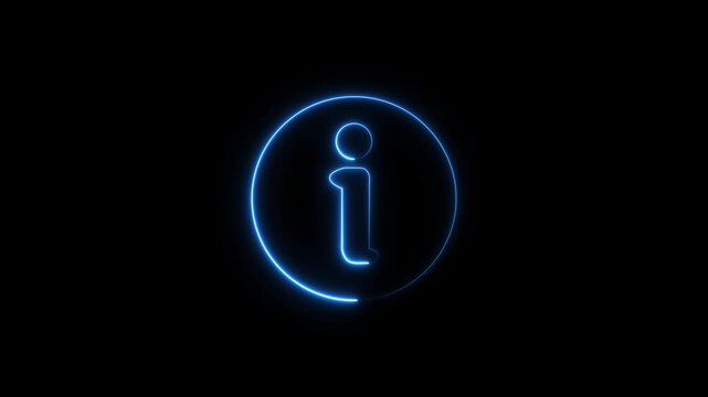 glowing neon information sign animation icon help desk sign symbol animated.
