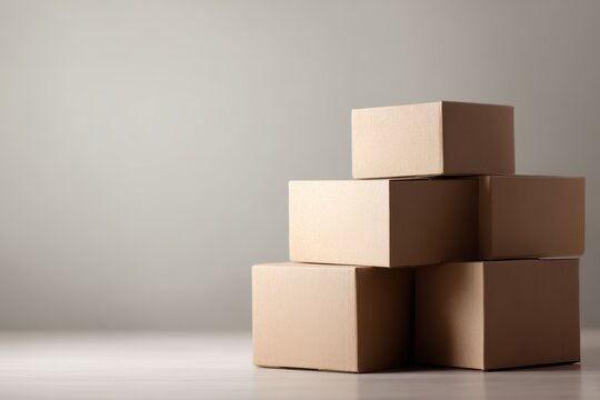 Stack of cardboard shipping boxes logistics delivery concept