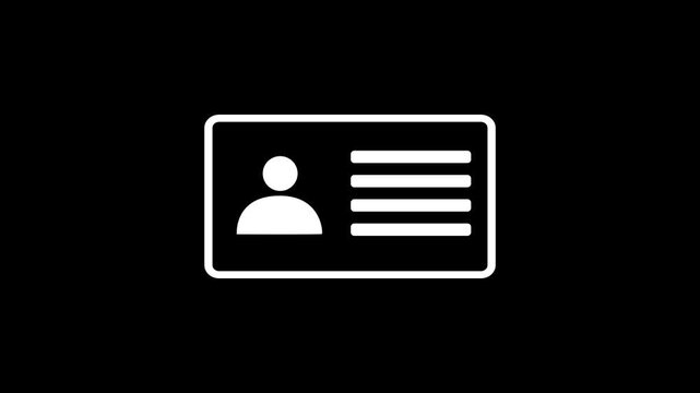 ID Card icon animation. parsons verify icon, profile verify account icon.