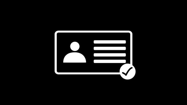 ID Card icon animation. parsons verify icon, profile verify account icon.