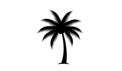 Obraz premium A black silhouette of a palm tree on a white background