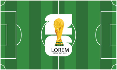 Plakat Soccer world cup 2026 style logo with golden trophy football tournament branding vector