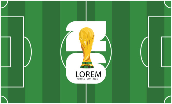 Soccer world cup 2026 style logo with golden trophy football tournament branding vector