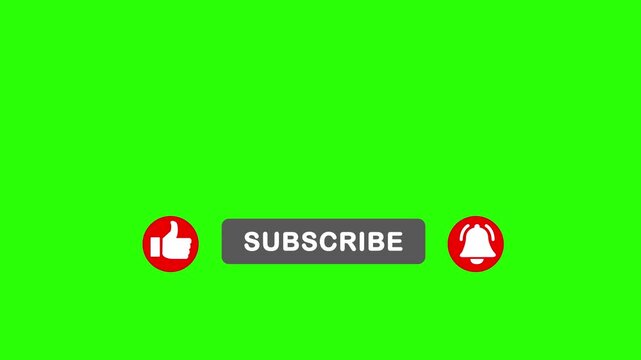Elevate your YouTube channel with this professional green screen subscribe button animation featuring a clicking hand, like icon.