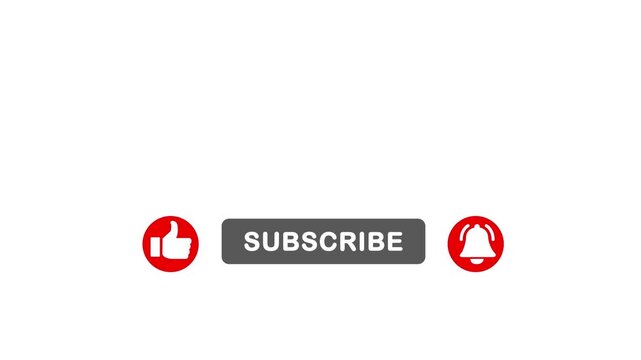Elevate your YouTube channel with this professional white screen subscribe button animation featuring a clicking hand, like icon.
