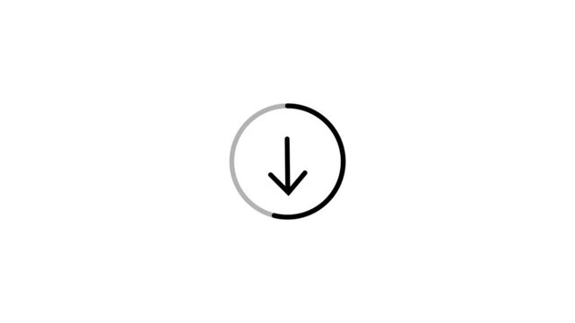 Animated arrow, cloud, folder, file, animated arrow, downloading icon in circle 4k animation.